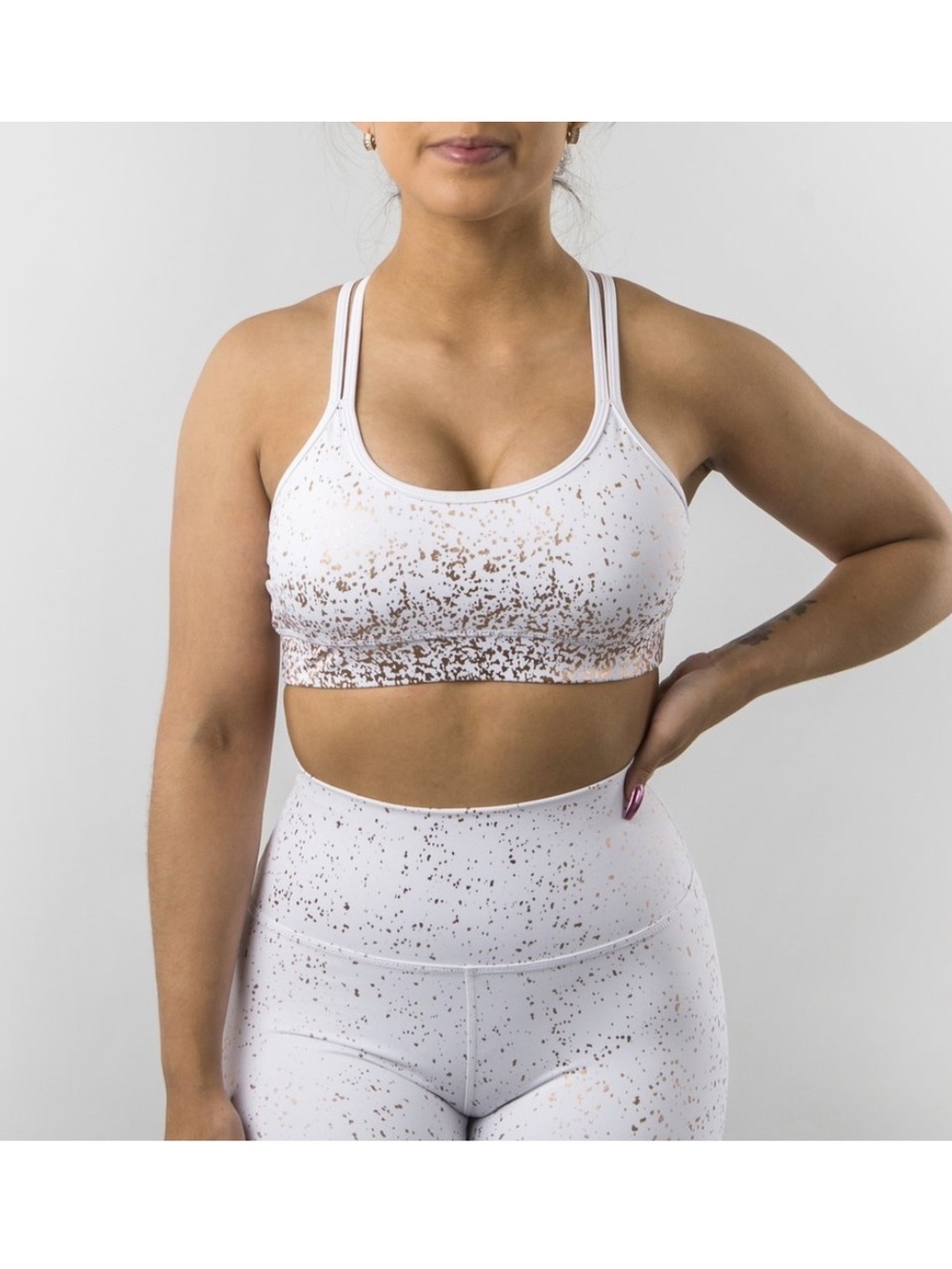 Buffbunny Rose Gold Speckled Jade Luxe Athleisure Clean Girl Sports Bra S